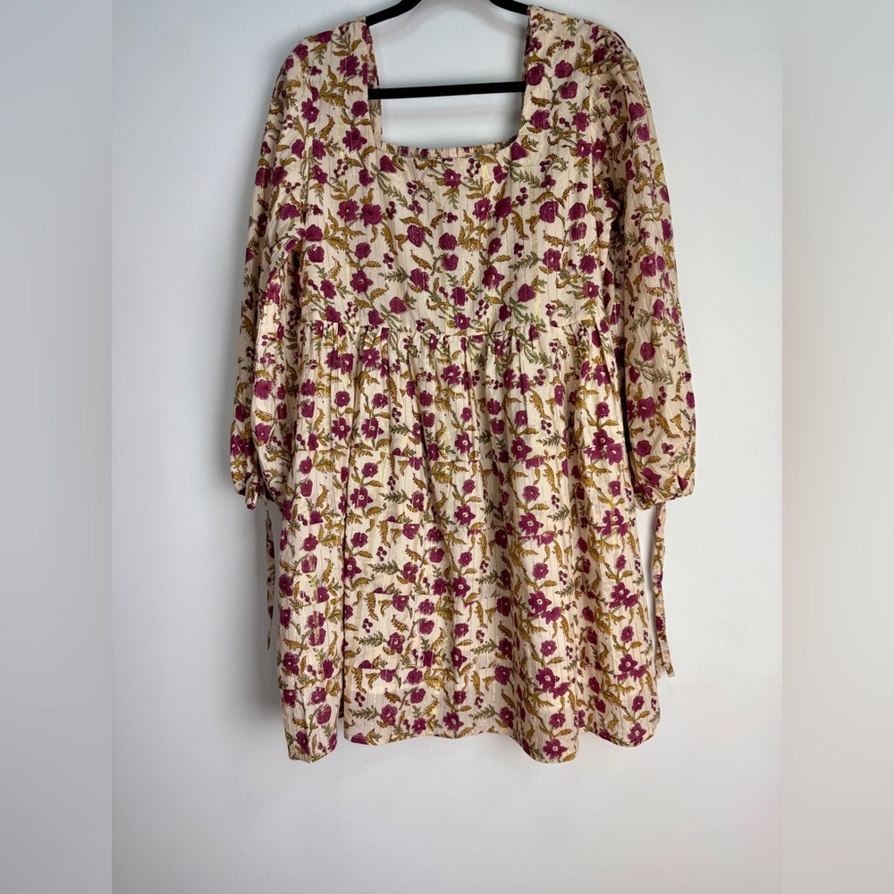 Victoria Dunn Clarathelabel Floral Print Dress with Square Neckline size large